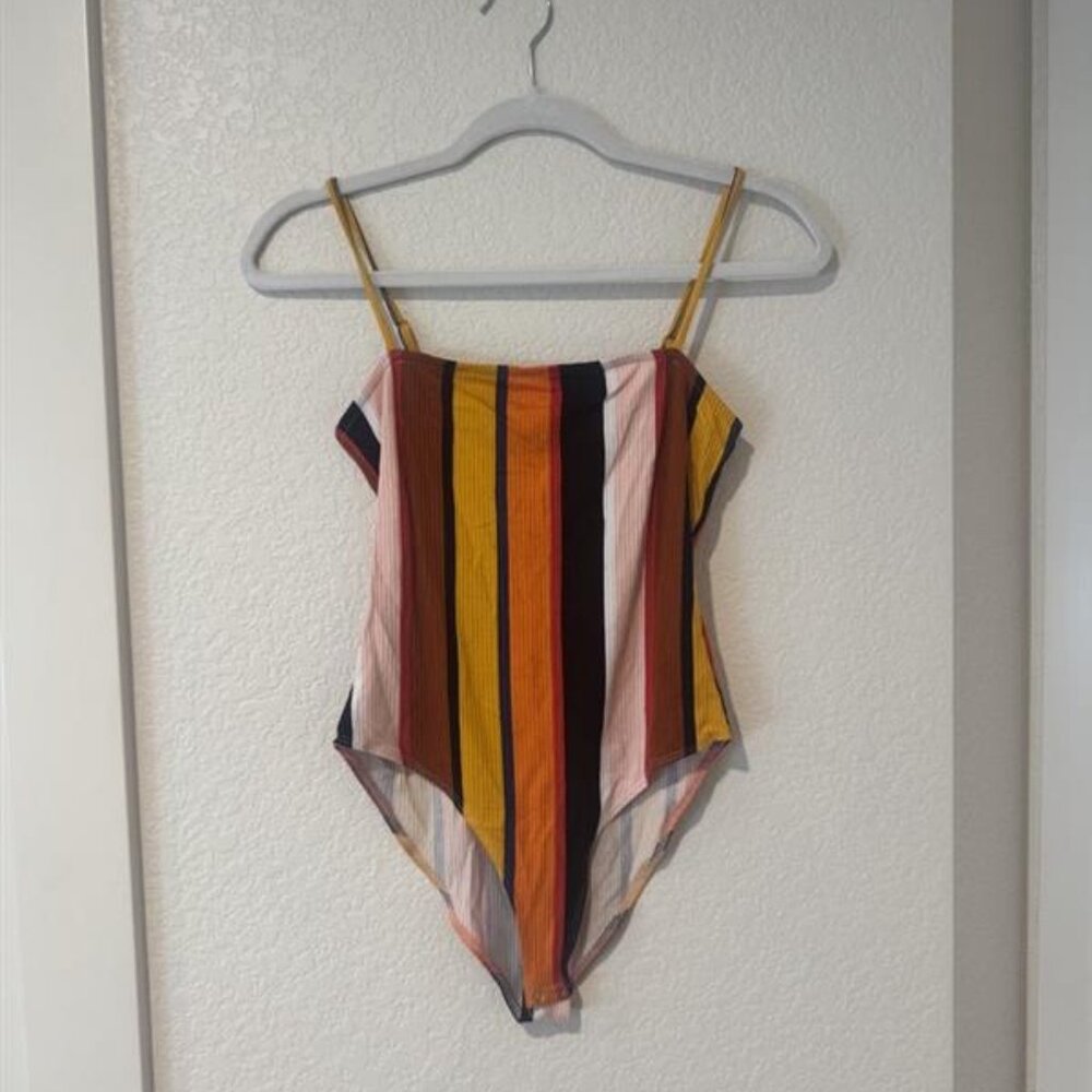 Colorful Striped Ribbed Bodysuit